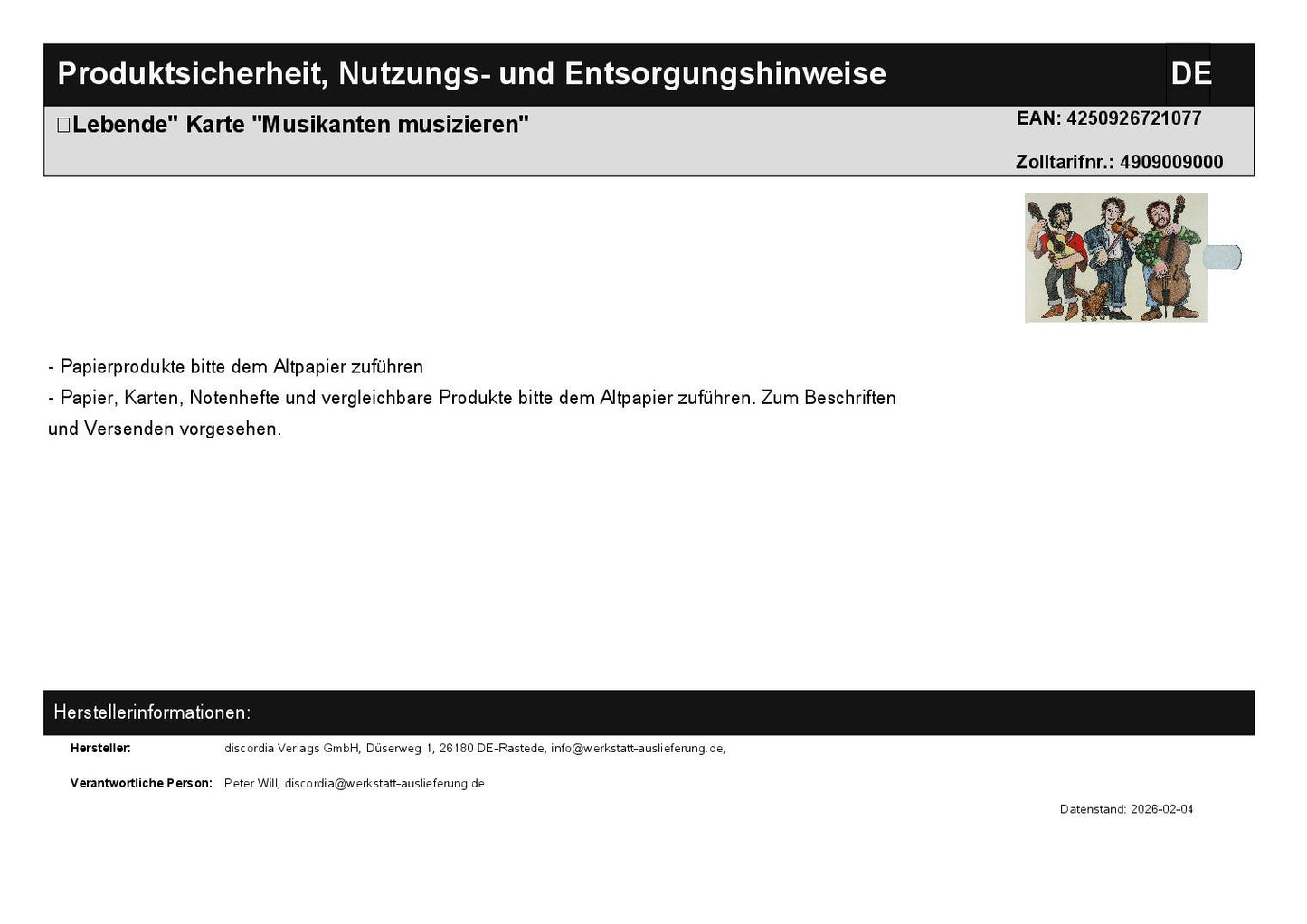 "Living" card "Musicians make music"