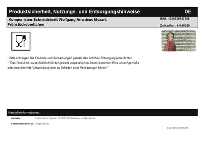 Komponisten-Schneidebrett Wolfgang Amadeus Mozart, Frühstücksbrettchen