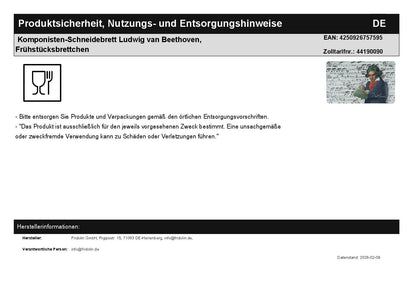 Komponisten-Schneidebrett Ludwig van Beethoven, Frühstücksbrettchen