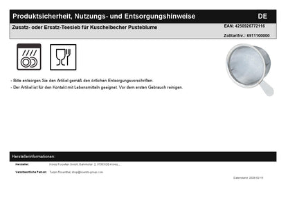 Zusatz- oder Ersatz-Teesieb für Kuschelbecher Pusteblume