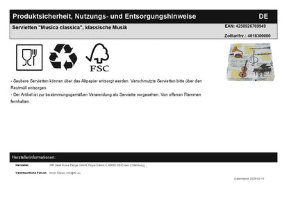 Servietten "Musica classica", klassische Musik
