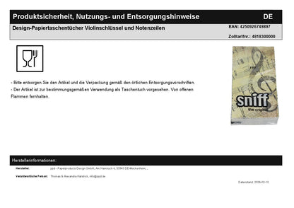 Design-Papiertaschentücher Violinschlüssel und Notenzeilen