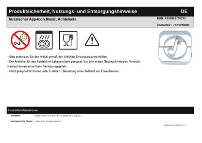 Ausstecher App-Icon Music, Achtelnote
