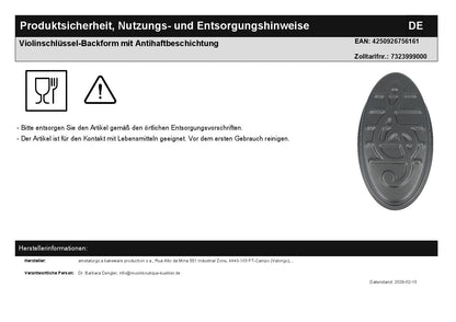 Violinschlüssel-Backform mit Antihaftbeschichtung