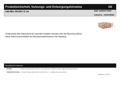 Jute-Box 20x20x7,5 cm