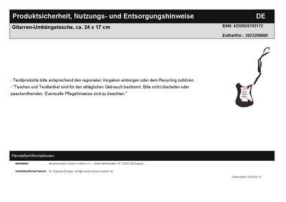 Gitarren-Umhängetasche, ca. 24 x 17 cm