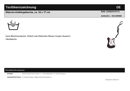 Gitarren-Umhängetasche, ca. 24 x 17 cm