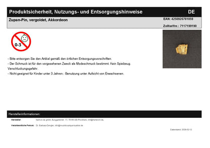 Zupan pin, gold-plated, accordion