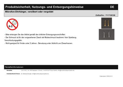 Mikrofon-Ohrhänger, versilbert oder vergoldet