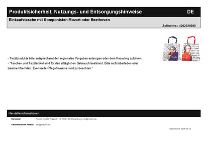 Shopping bag with composers Mozart or Beethoven