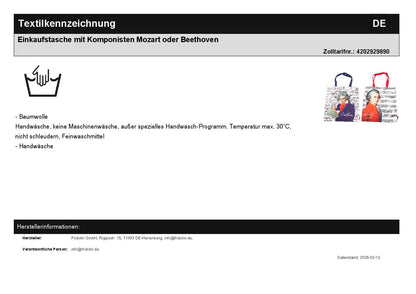 Shopping bag with composers Mozart or Beethoven