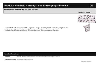 Note Mix Pillowcase, in two sizes