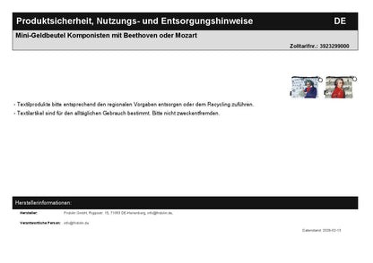 Mini-Wallet Composers with Beethoven or Mozart