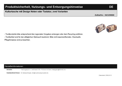 Kulturtasche mit Design Noten oder Tastatur, zwei Varianten