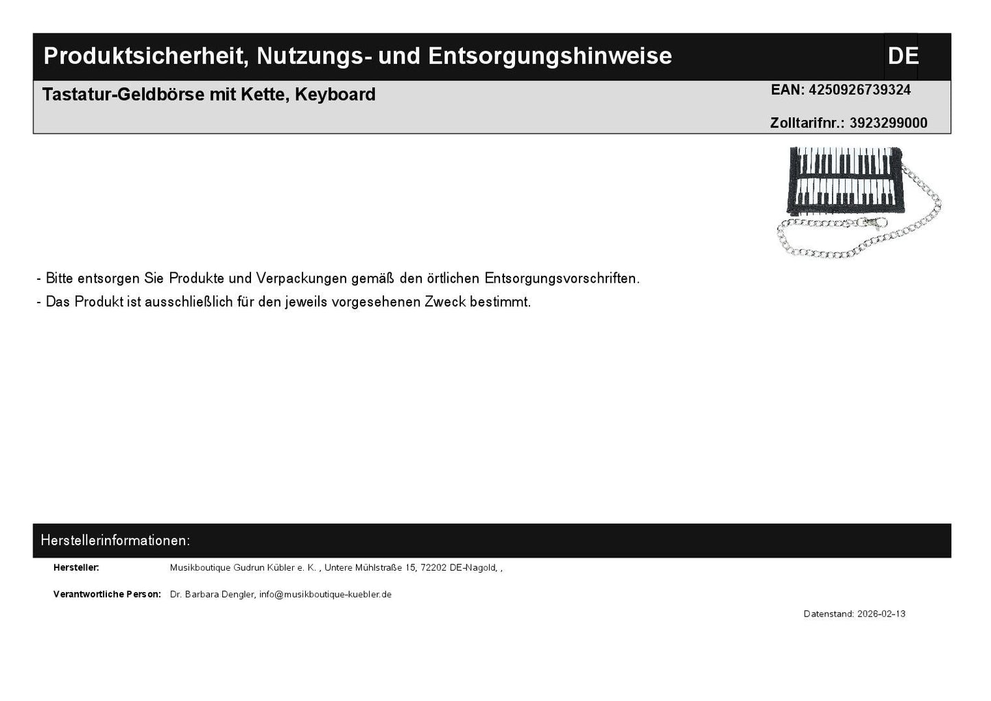 Keyboard Wallet with Chain, Keyboard