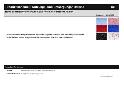 feiner Schal mit Violinschlüssel und Noten, verschiedene Farben