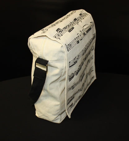 Canvas shoulder bag with music lines