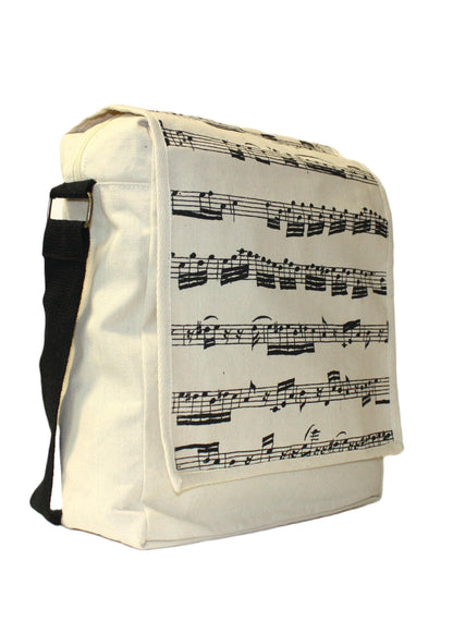 Canvas shoulder bag with music lines