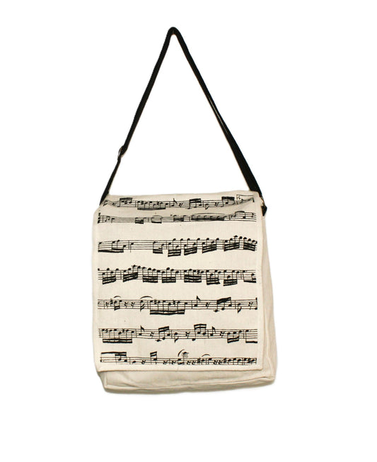 Canvas shoulder bag with music lines