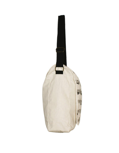 Canvas shoulder bag with music lines