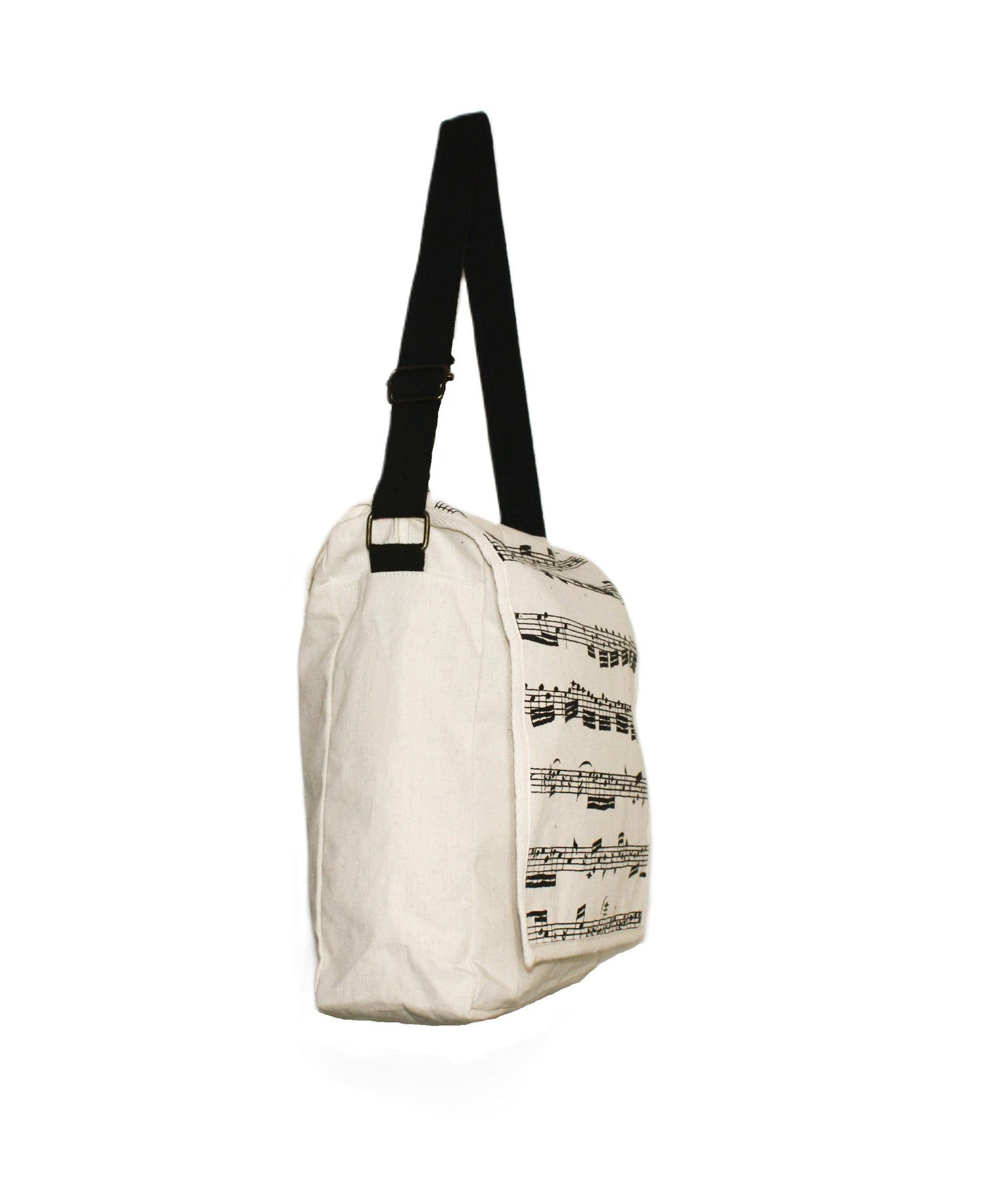 Canvas shoulder bag with music lines