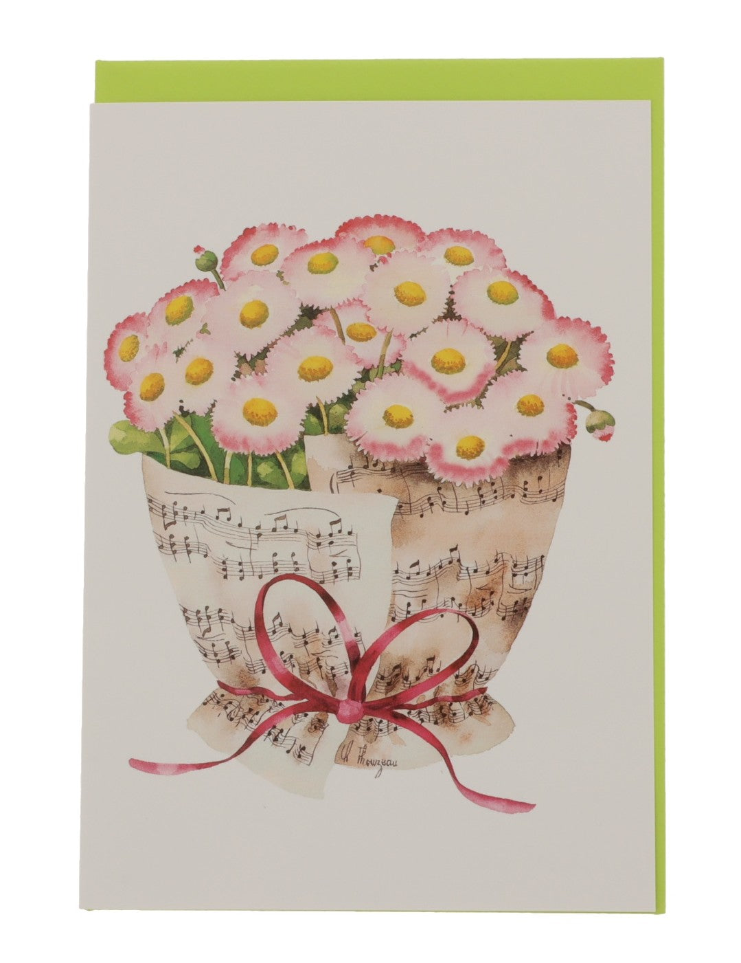 Double card, bouquet of notes, various flowers