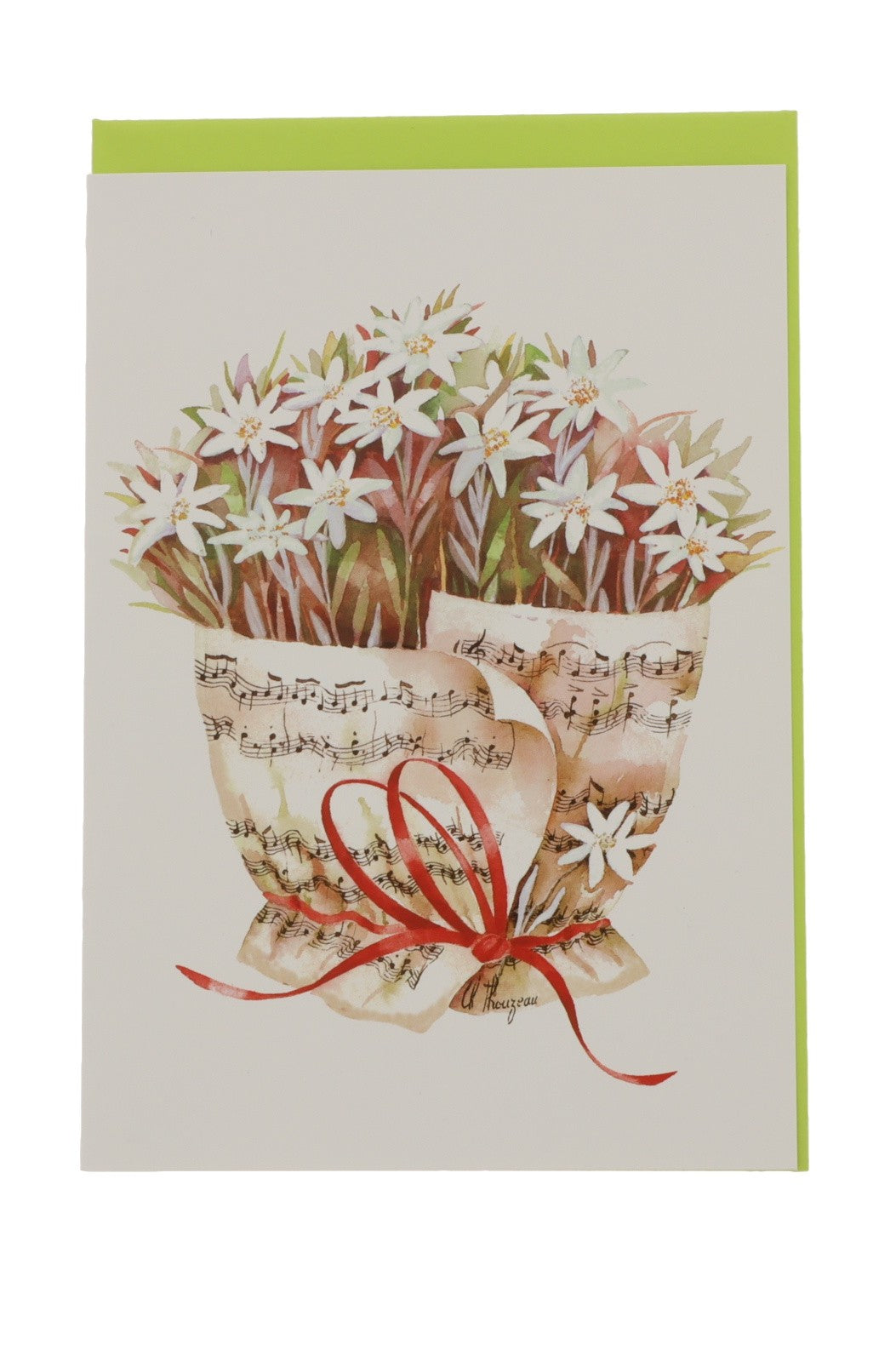 Double card, bouquet of notes, various flowers