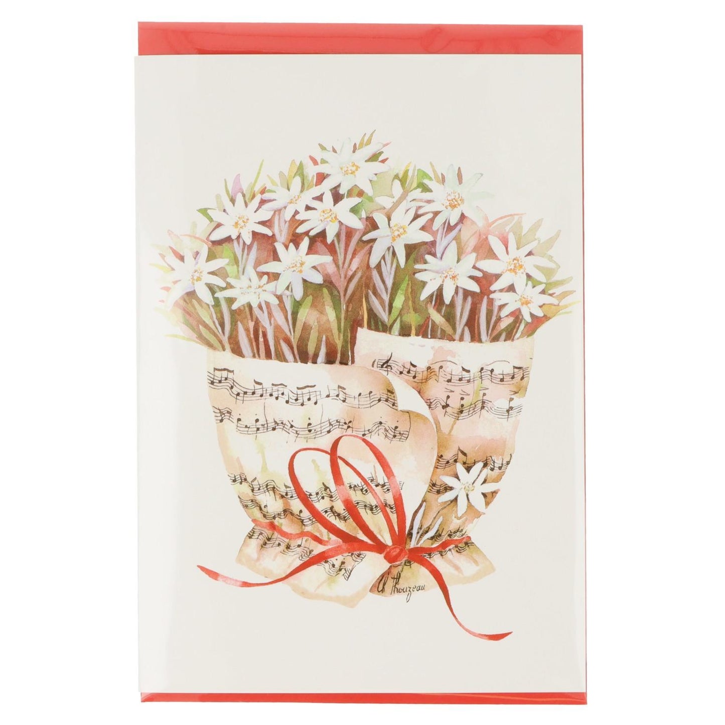 Double card, bouquet of notes, various flowers