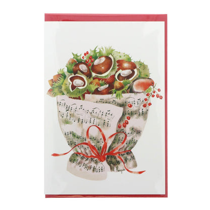 Double card, bouquet of notes, various flowers