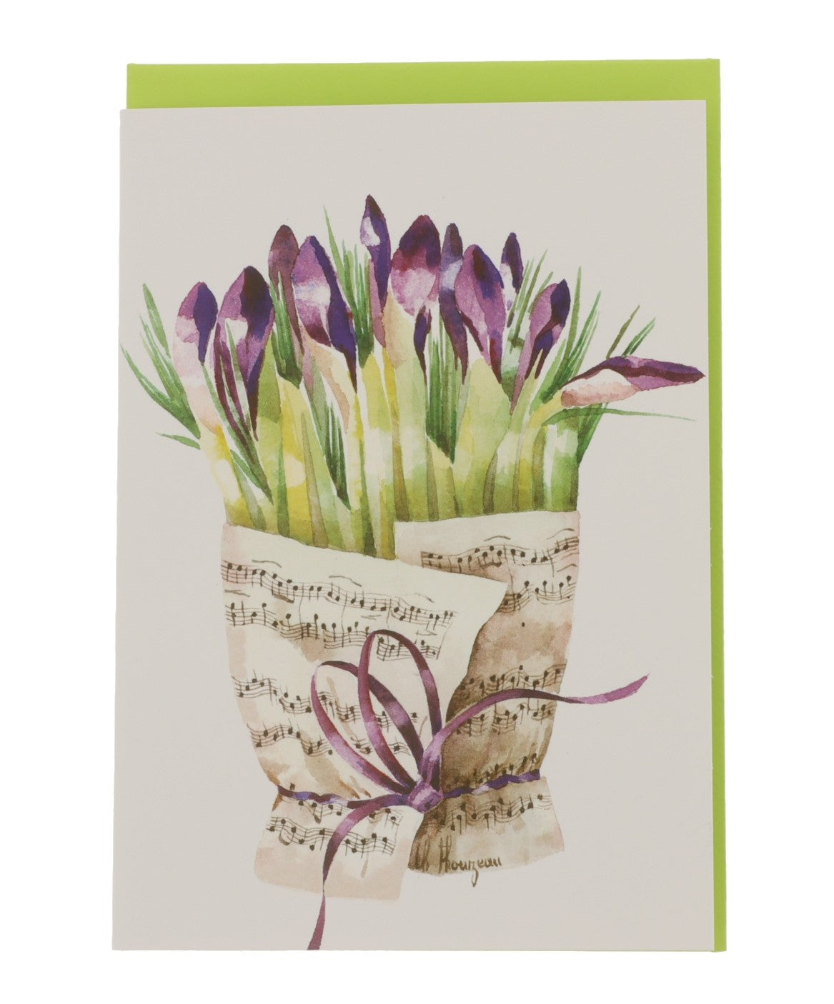 Double card, bouquet of notes, various flowers