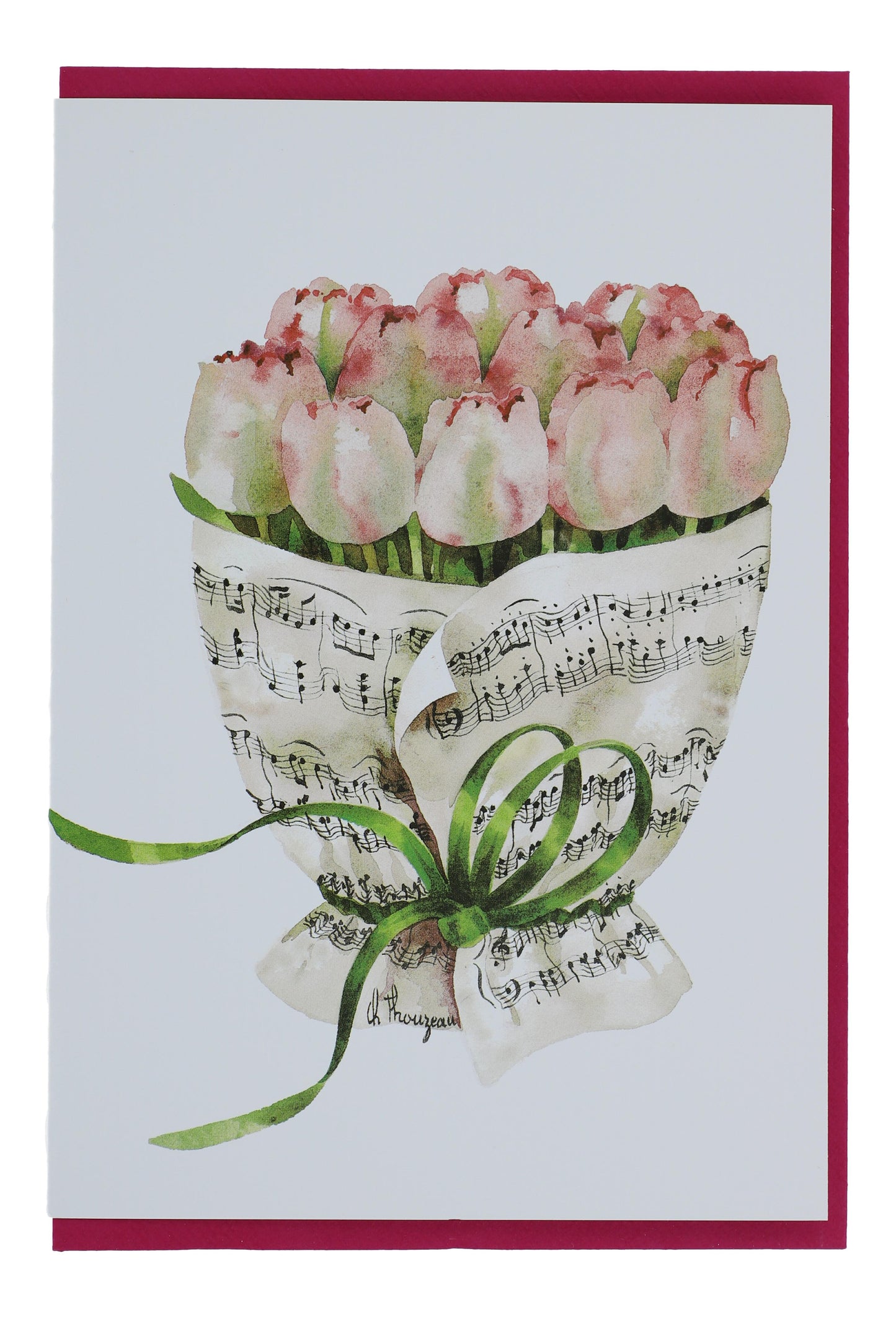 Double card, bouquet of notes, various flowers