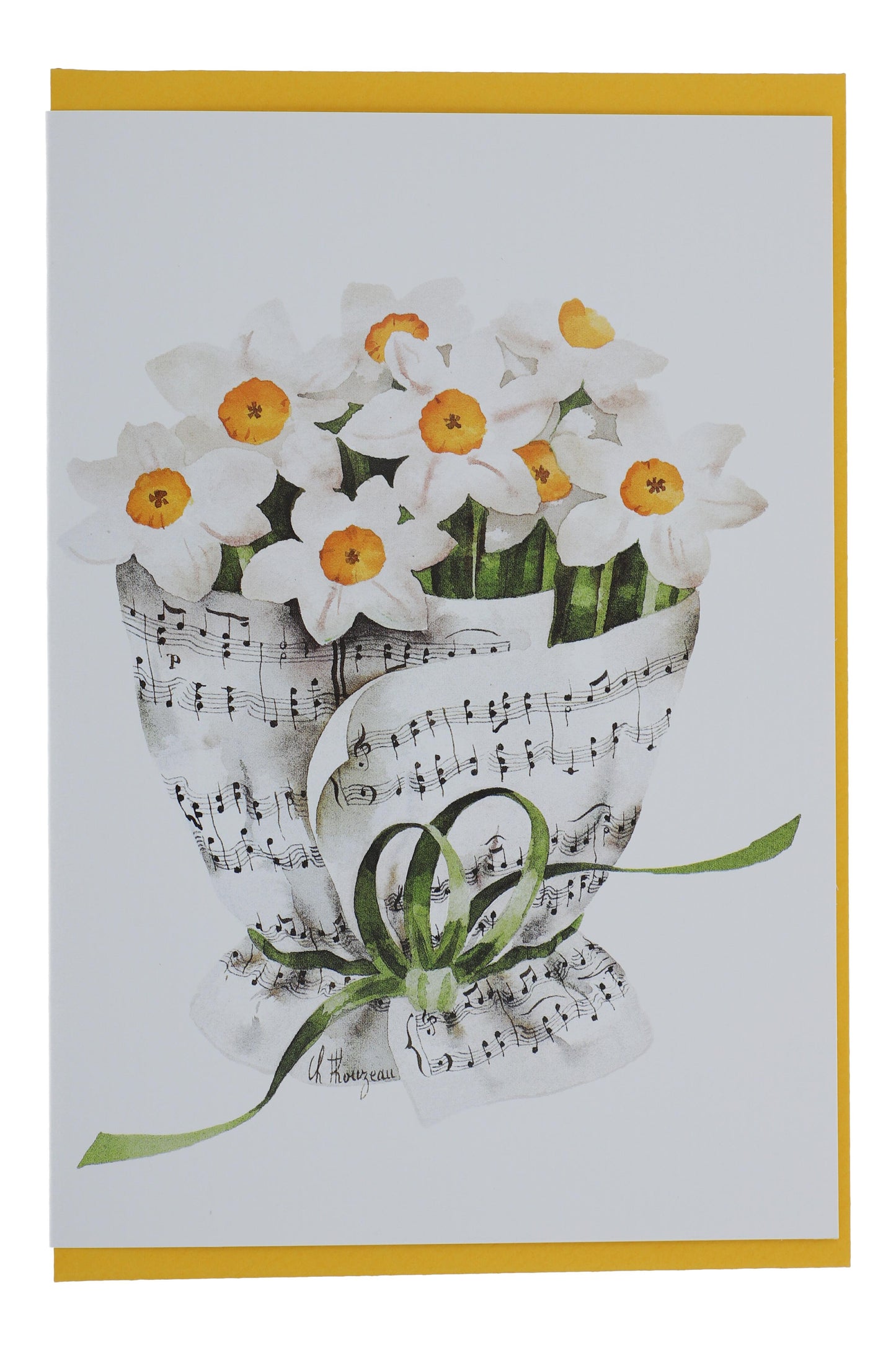 Double card, bouquet of notes, various flowers