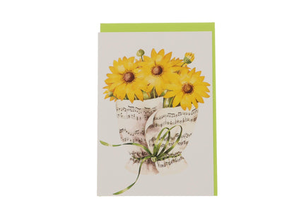 Double card, bouquet of notes, various flowers