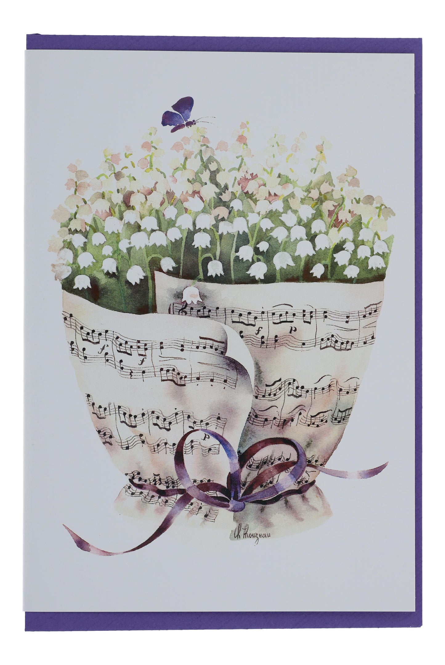 Double card, bouquet of notes, various flowers