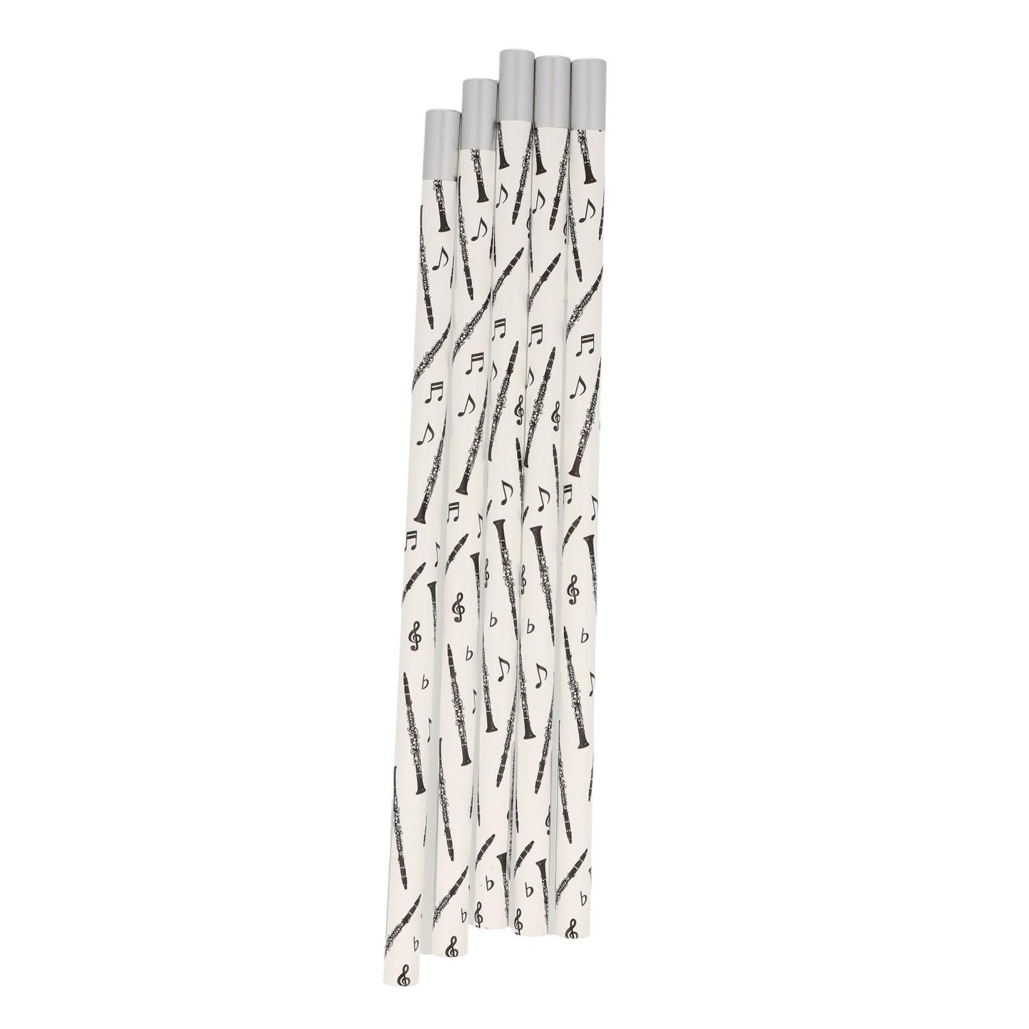 Pencils in white with musical motifs and magnetic head