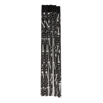 Pencils in black with musical motifs and magnetic head