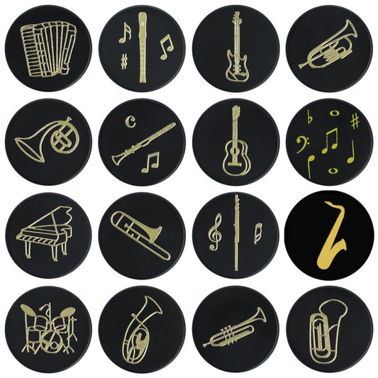 Magnets with golden instruments and notes (single)