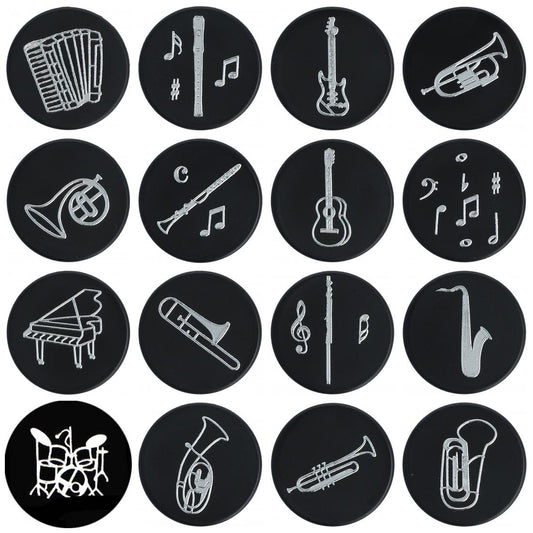 Magnets with silver instruments and notes (single)