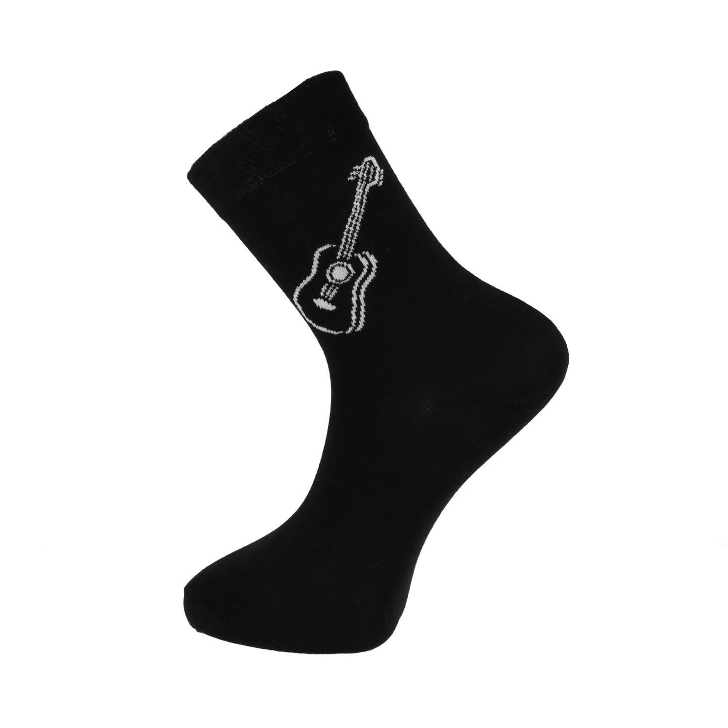 Socken mit eingewebter weißer Konzertgitarre, Musik-Socken