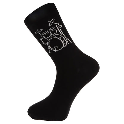 Socken mit eingewebtem weißem Schlagzeug, Musik-Socken