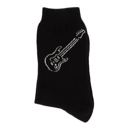 Socks with woven white electric guitar, music socks