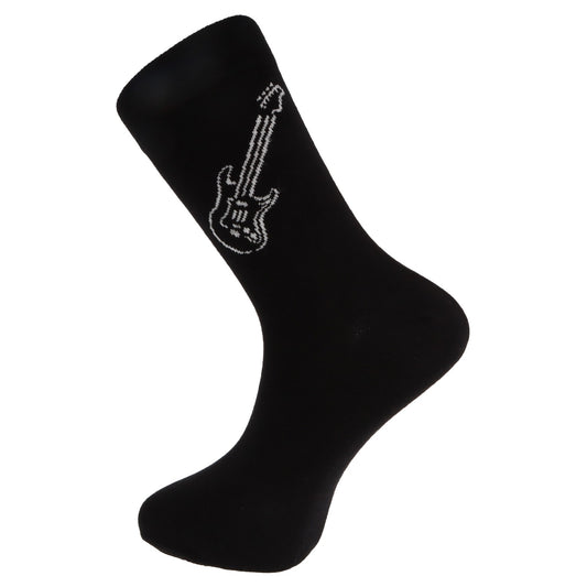 Socken mit eingewebter weißer E-Gitarre, Musik-Socken