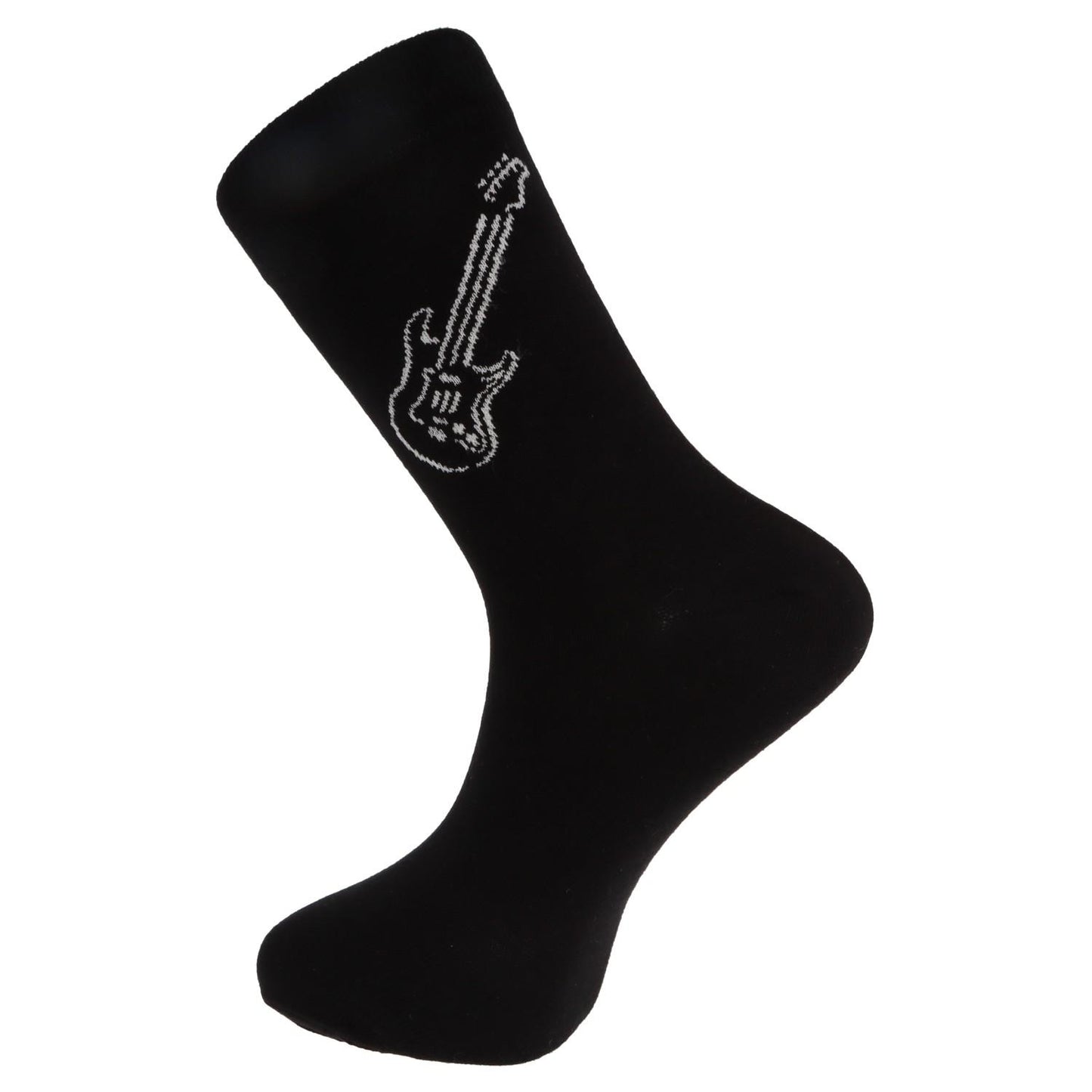 Socks with woven white electric guitar, music socks