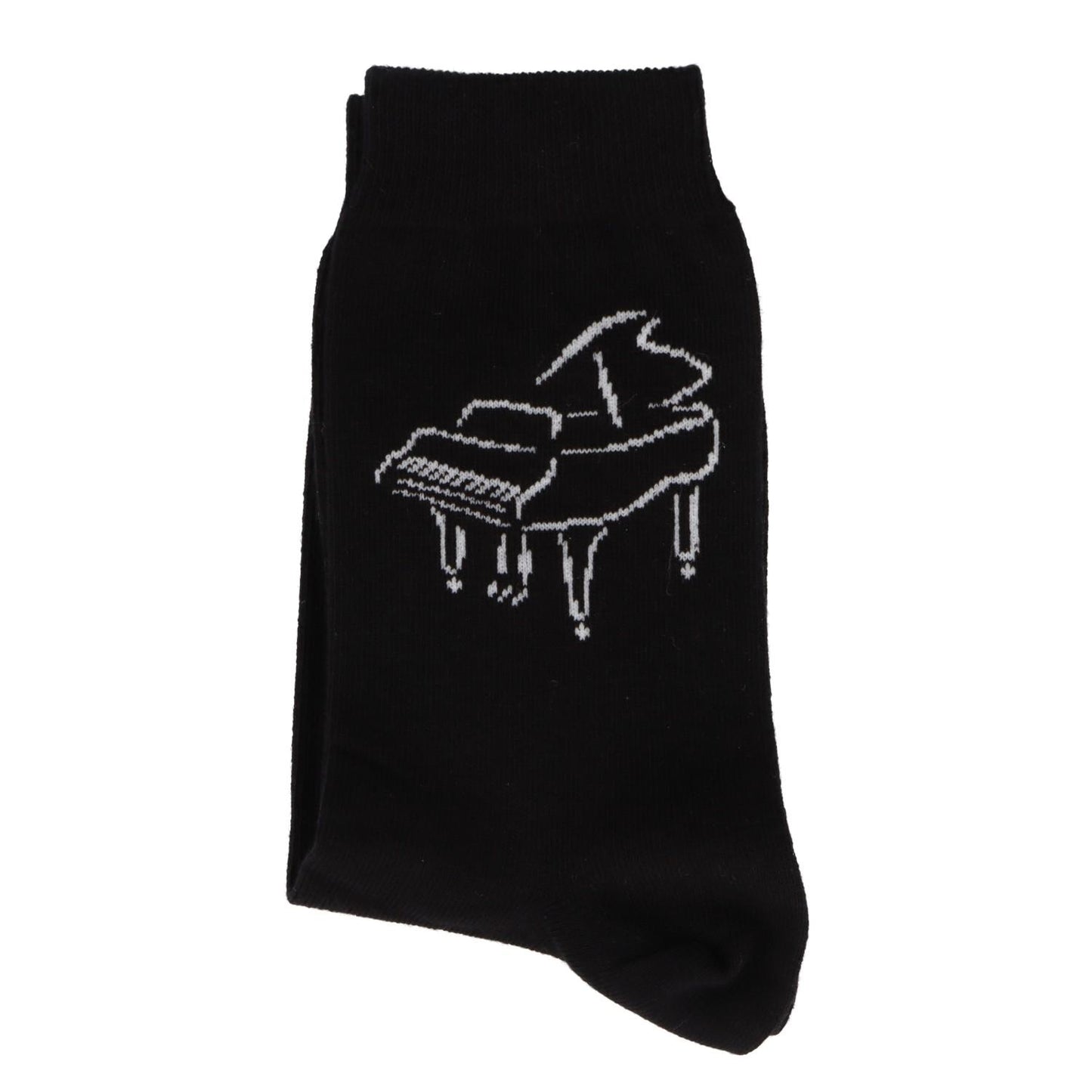 Socken mit eingewebtem weißem Piano, Musik-Socken