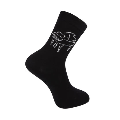Socken mit eingewebtem weißem Piano, Musik-Socken