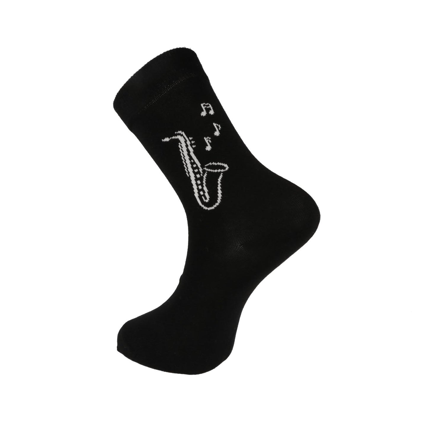 Socken mit eingewebtem weißem Saxofon, Musik-Socken