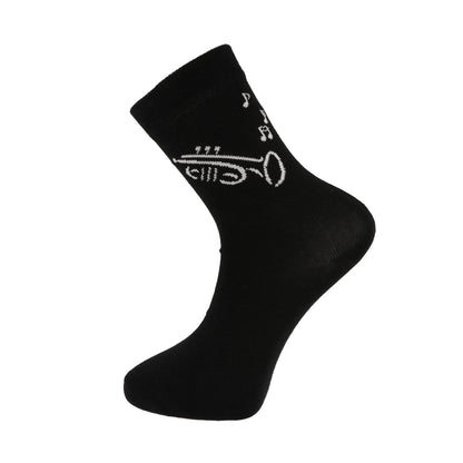 Socks with woven white trumpet, music socks