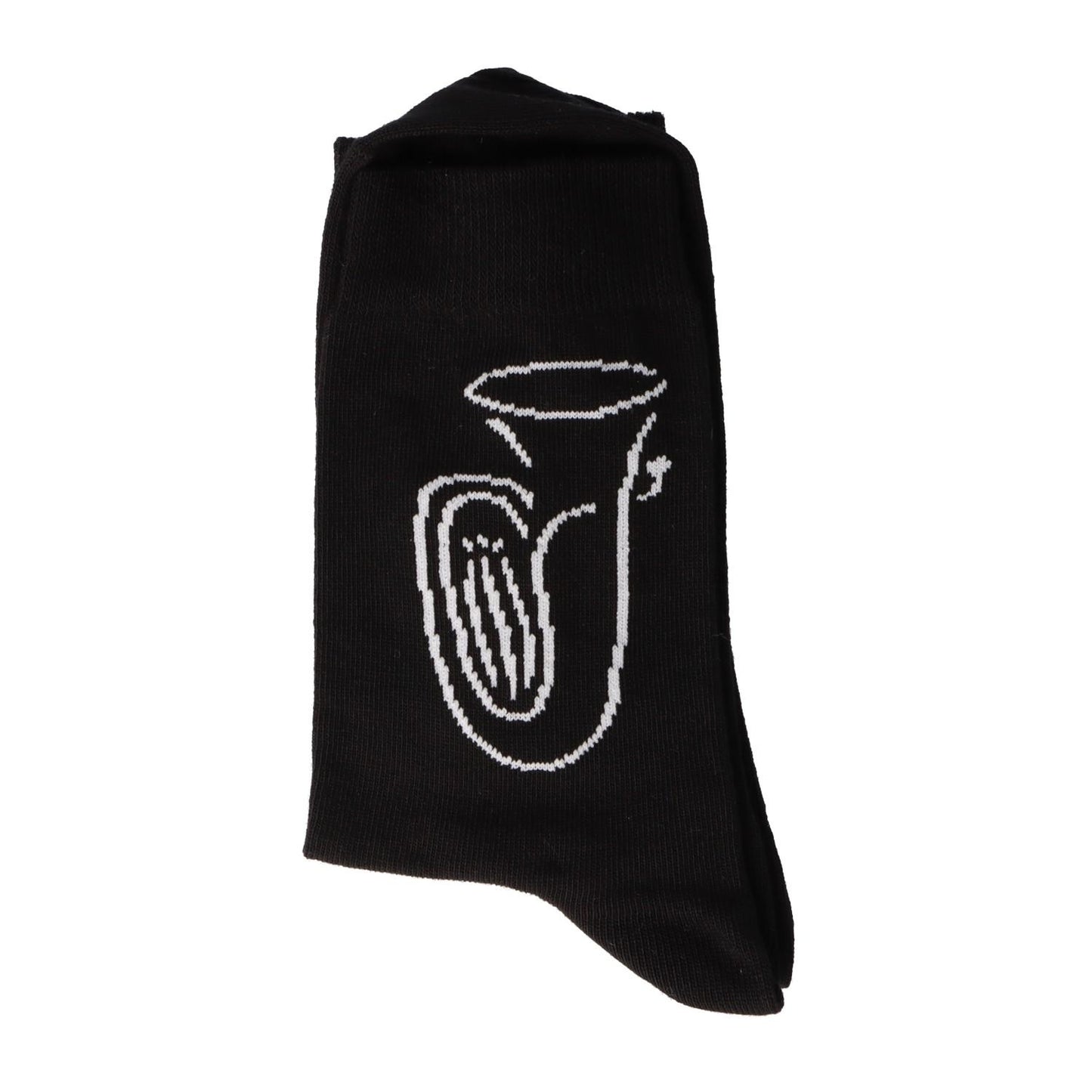 Socken mit eingewebter weißer Tuba, Musik-Socken