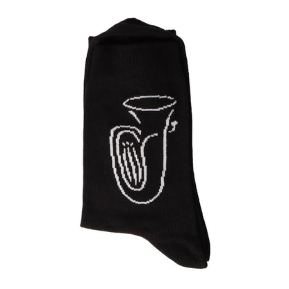 Socken mit eingewebter weißer Tuba, Musik-Socken
