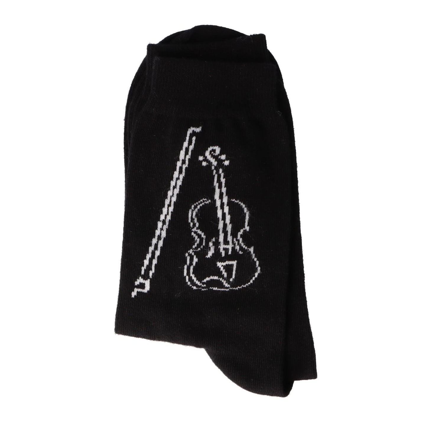Socken mit eingewebter weißer Violine, Musik-Socken